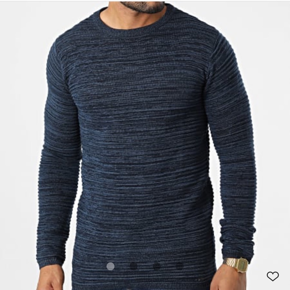 Indigo Indicode Jeans Men's Sz XL Pull Broadley Navy Textured Sweater Cotton NWT